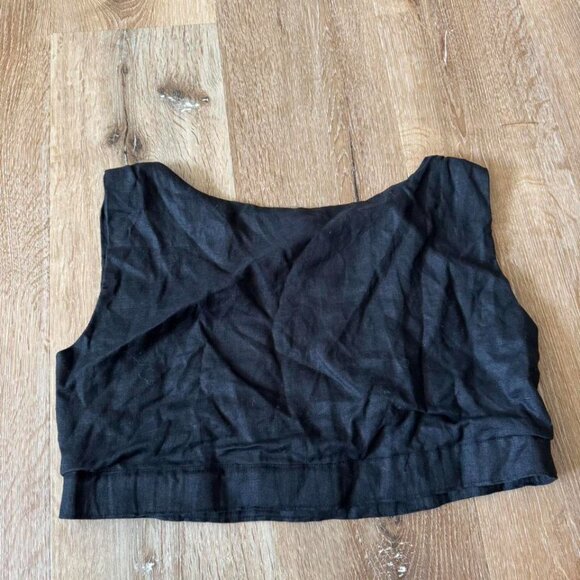 SIR. black round neck sleeveless comfort pullover cropped tank womens top size 1 - Picture 2 of 4